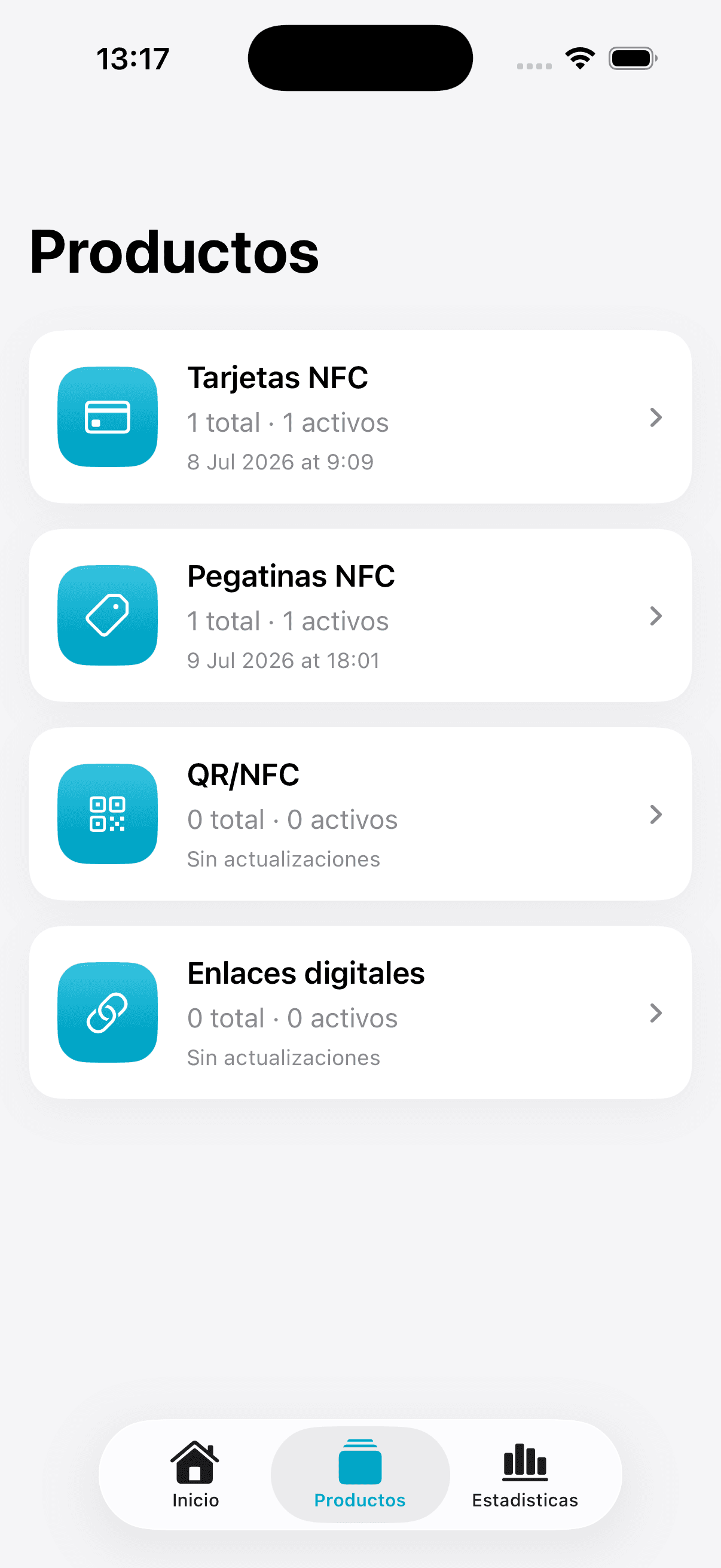 Demo movil de productos BOTEC