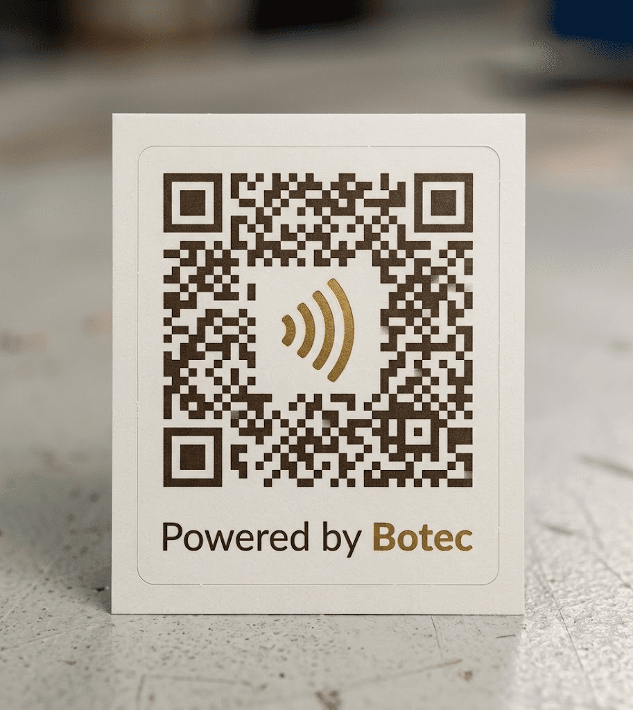 Pegatina QR/NFC Botec para cartas o reseñas