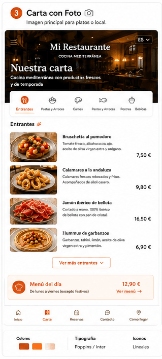 Ejemplo de carta digital para restaurantes BOTEC
